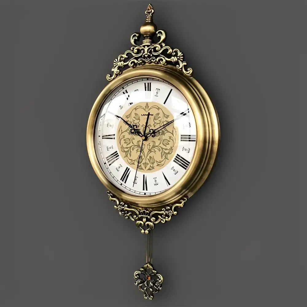 Vintage Roman Numerals Wall Pendulum Clock - wall clock