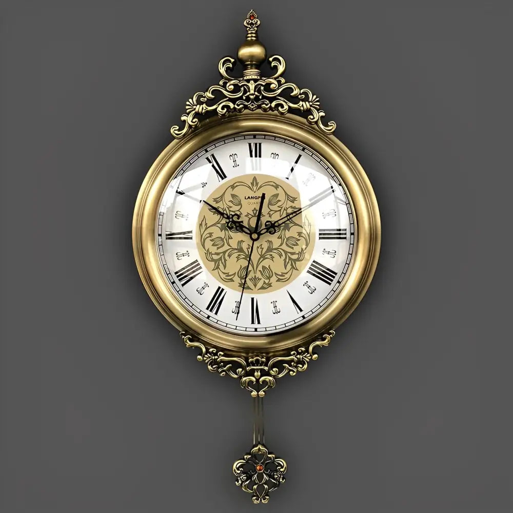 Close-up of silent quartz movement and PVC dial on vintage wall clock