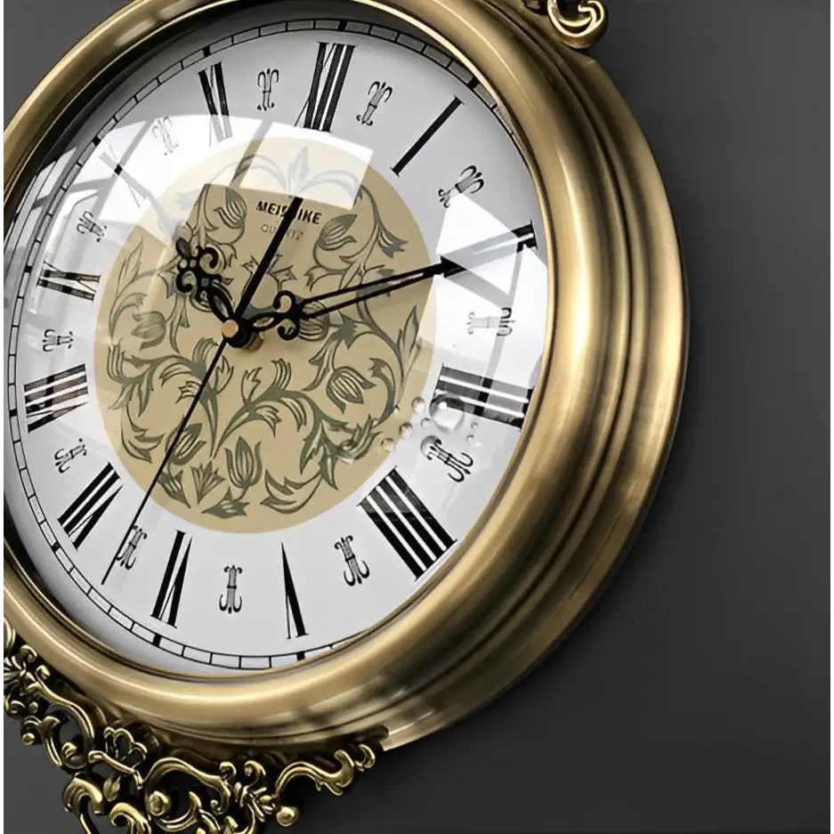 Vintage wall clock styled in classic European home decor setting