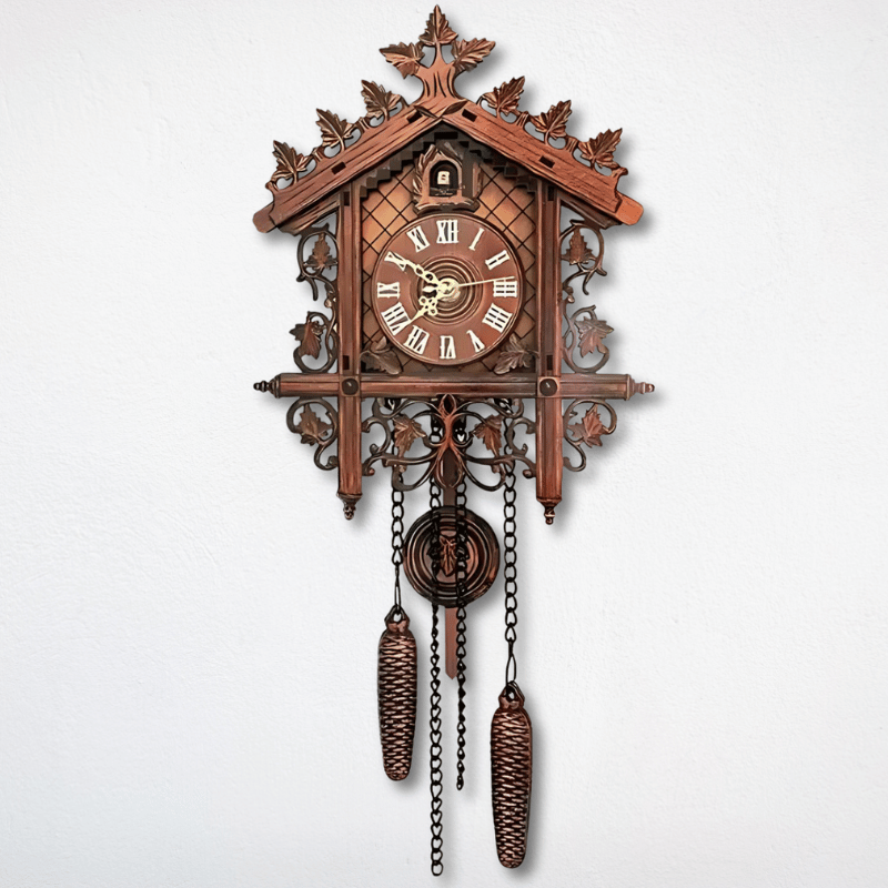 Square vintage wood wall clock side profile showing 55 mm depth