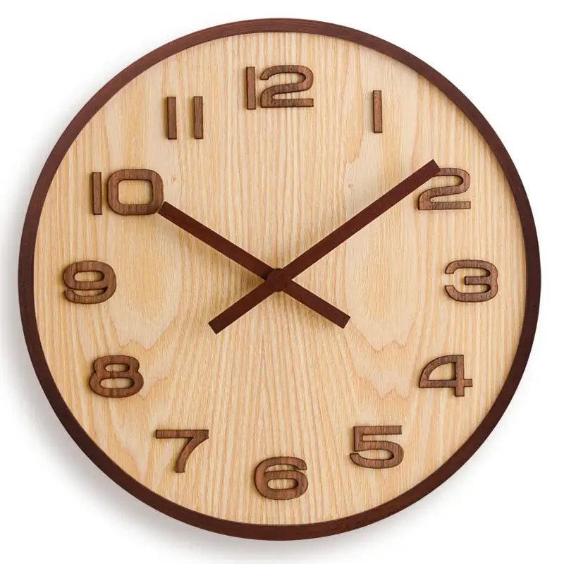 Walnut Wood Wall Clock - Silent Handcrafted Timepiece