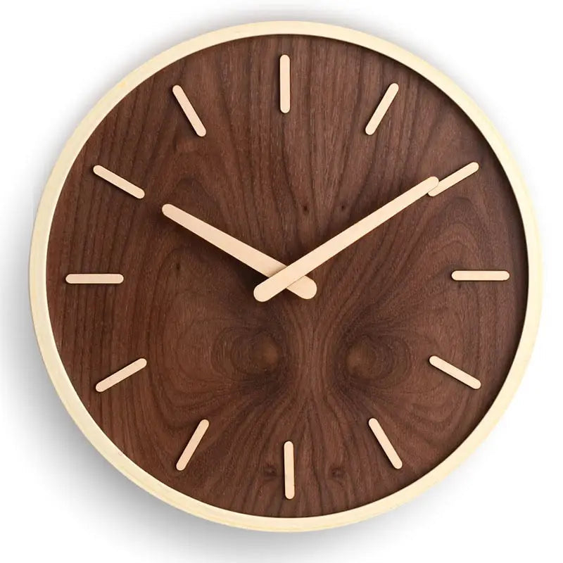 Walnut Wood Wall Clock - Silent Handcrafted Timepiece