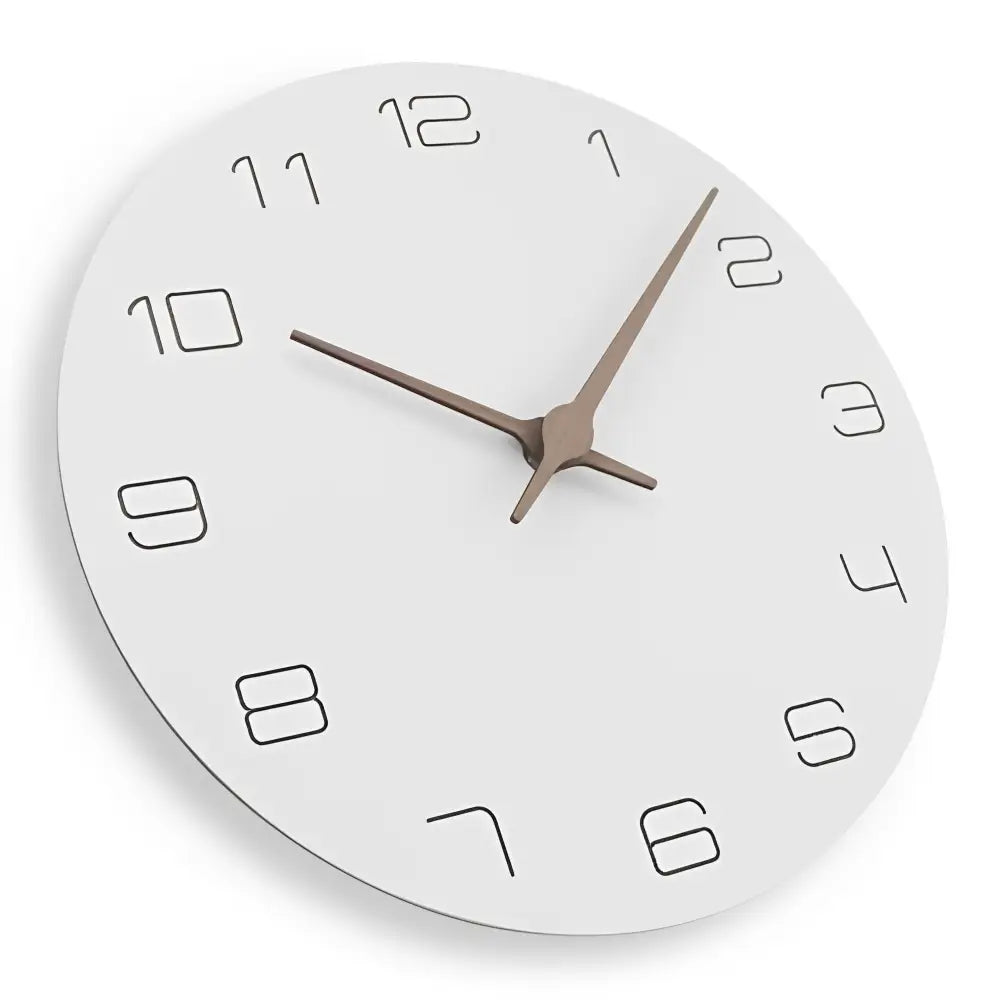 White Wood Wall Clock - Silent Minimalist 30 cm (12 in)