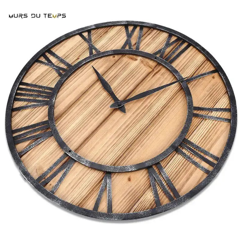 Wood and Metal Clock - wall clock