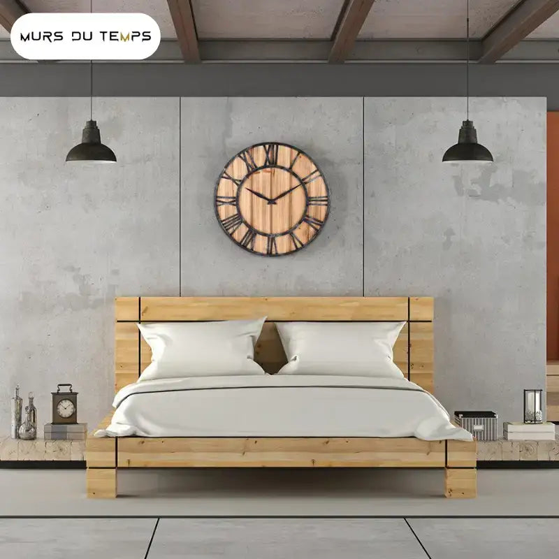 Wood and Metal Clock - wall clock
