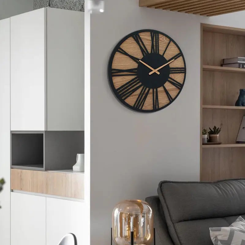 Wood & Black Roman Numeral Wall Clock - 40 cm (16 in)