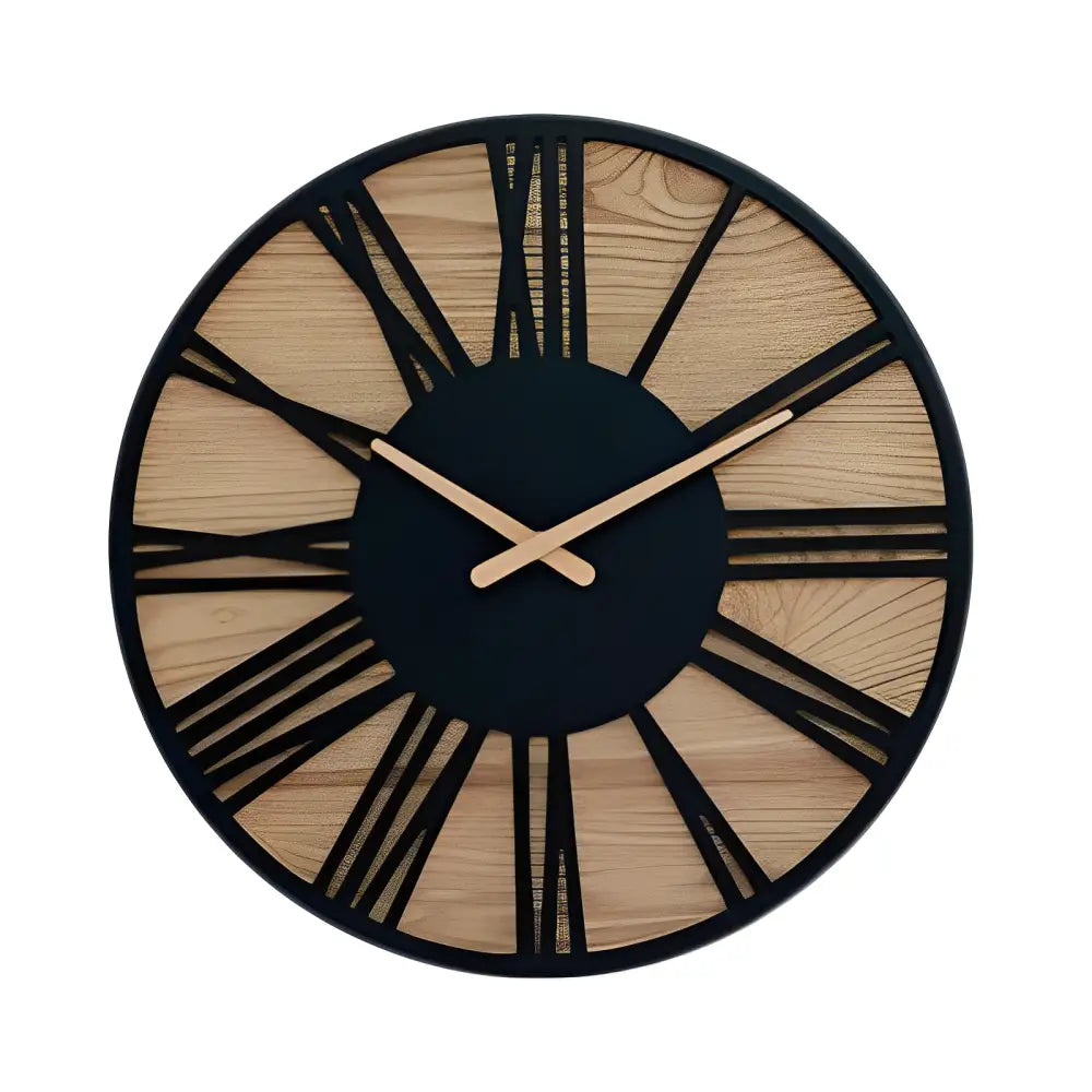 Wood & Black Roman Numeral Wall Clock - 40 cm (16 in)