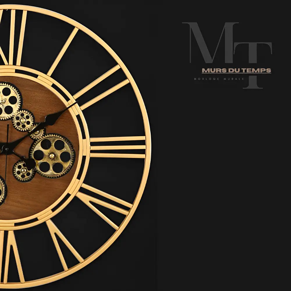 Side profile of 60 cm gear wall clock showing metal body construction
