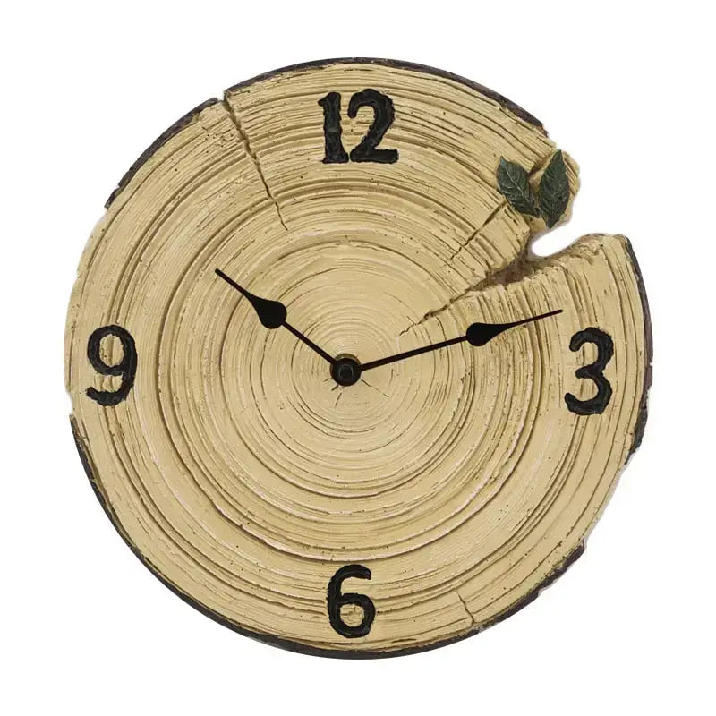 Wood-Look Clock with Hands - wall clock