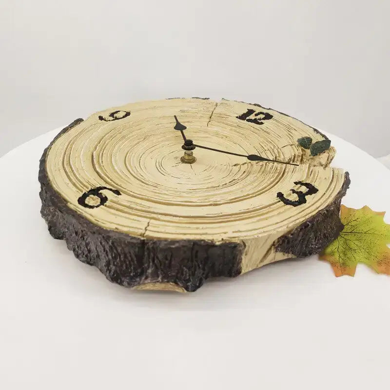Wood-Look Clock with Hands - wall clock