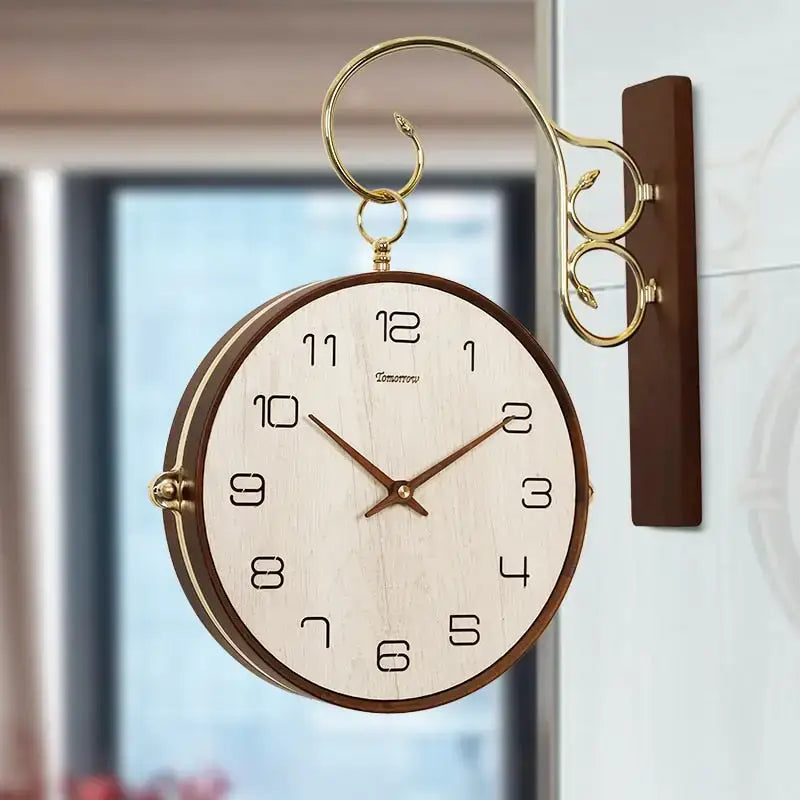 Wooden Double-Sided Clock - bois blanc - wall clock