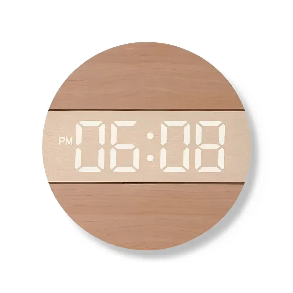 Wooden LED Digital Wall Clock - bois - wall clock