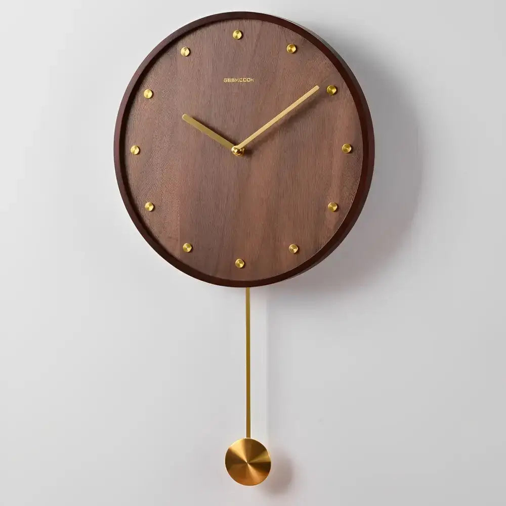 Wooden Pendulum Clock with Brass Accents - wall clock